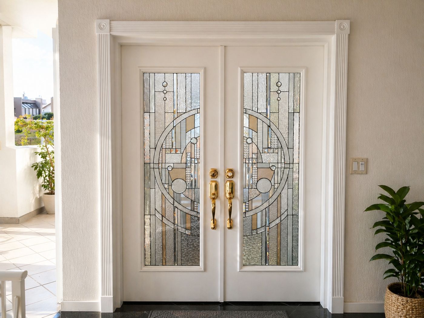 Puertas de entrada con vitral